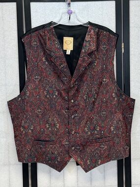 Wah Maker Frontier Clothing XXL Button Up Tapestry Jacquard Collared Vest